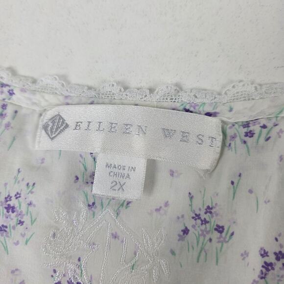 Eileen West Nightgown Womens 2X Sleeveless Lace Trim Floral Pajama Sleepwear - Picture 9 of 10